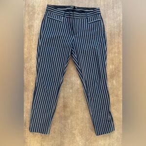 Banana Republic Women’s Navy and White Pinstriped Cropped Dress Pants